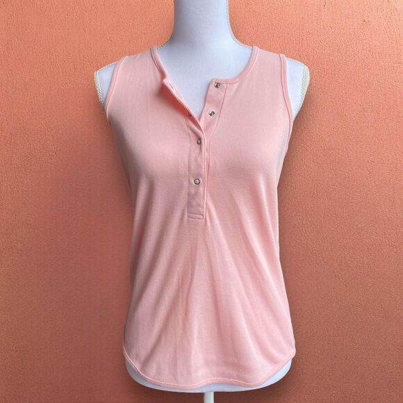 Vintage Baby Pink Slightly Ribbed Henley Tank - Picture 1 of 6